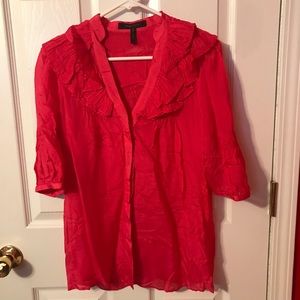 BCBGMaxAzria Red Button Down Shirt